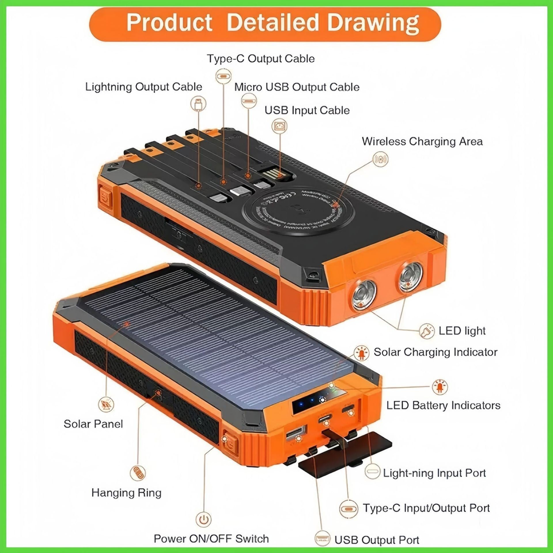 SolarFlare Power Bank - Solar Power & Charging - VibeGreen